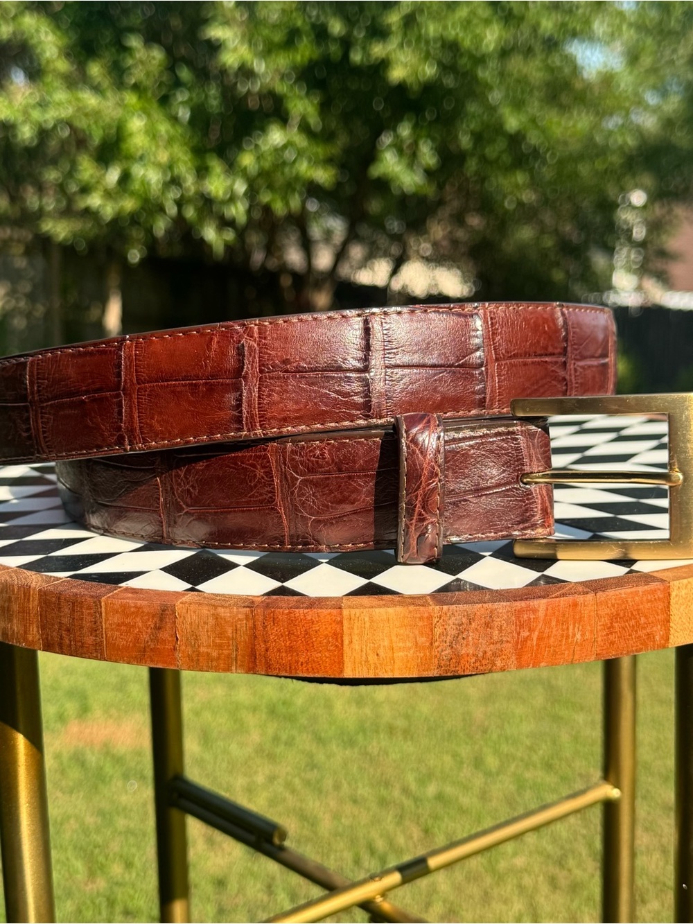 W. Kleinberg Neiman Marcus Matte Alligator Belt Brown 42